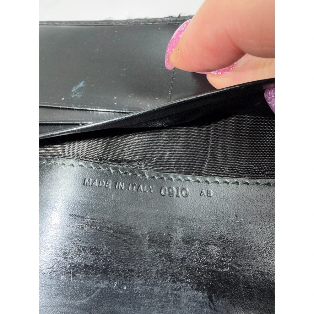 Dunhill Black Leather Long Bifold Wallet Made in Italy 0910 AB